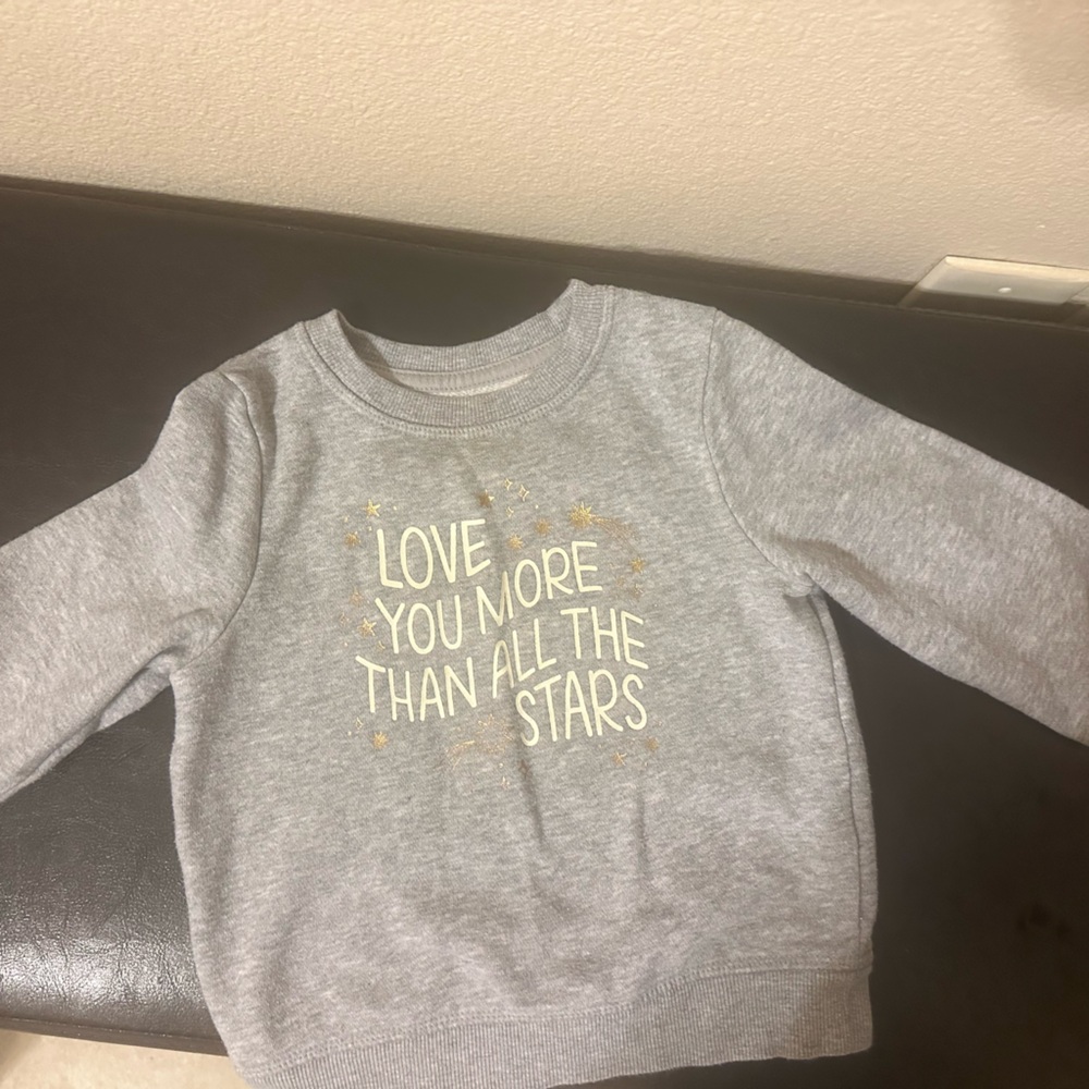Cat & Jack Gray Sweater with Gold Text